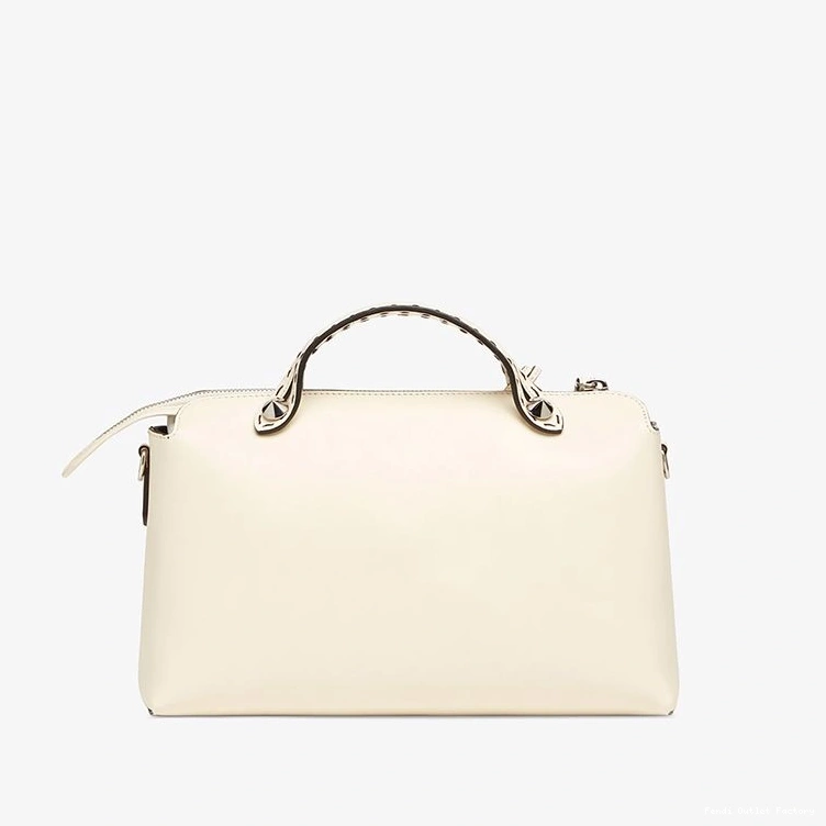 Affordable HOT The Way Logo In Calf Fendi Medium Boston Bag White ROMA Leather By 0819